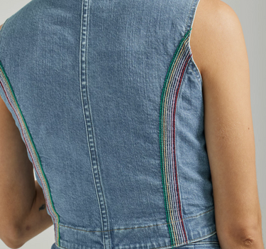 LEE WOMEN'S FREEWAY OF LOVE RAINBOW DENIM VEST