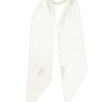 ROCKINS Plain White Satin Classic Skinny Embroidered Scarf