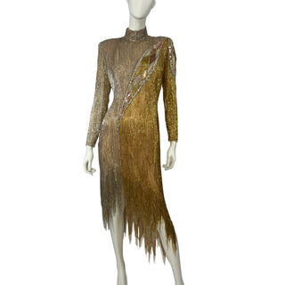 Bob Mackie Vintage Hand Beaded Sequin Fringe Dress