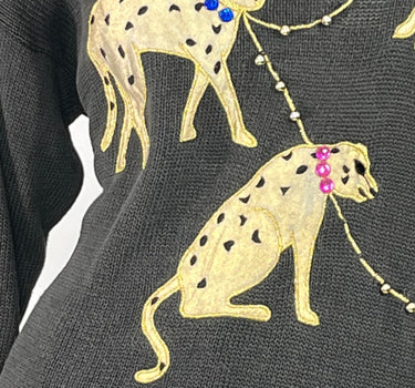 Spree Vintage 90’s Cheetah Embellished Knit Sweater