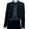 Bill Blass Vintage Black Velvet Rose Embroidered & Lace Trim Blazer