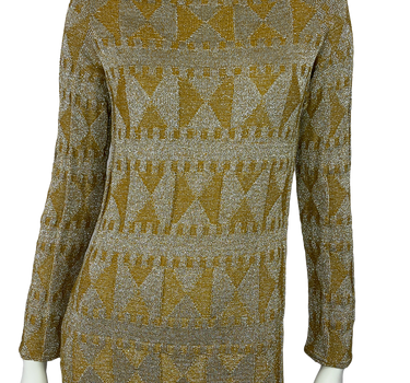 Rudi Gernreich Vintage Gold & Silver Metallic Knit L/S Dress for Harmon Knitwear