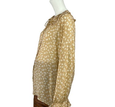Halston VI Vintage Floral Peach Printed Blouse