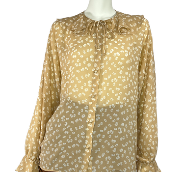 Halston VI Vintage Floral Peach Printed Blouse