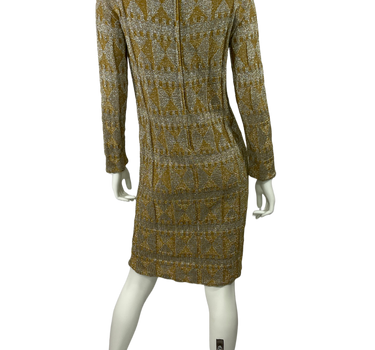 Rudi Gernreich Vintage Gold & Silver Metallic Knit L/S Dress for Harmon Knitwear