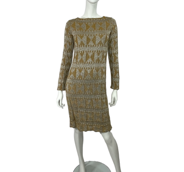 Rudi Gernreich Vintage Gold & Silver Metallic Knit L/S Dress for Harmon Knitwear