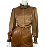 Louis Feraud Vintage Brown Ruffle Blouse