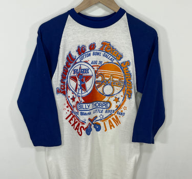 RARE VINTAGE 1979 DEADSTOCK BOOTLEG RUSH TEXAS COTTON BOWL BASEBALL JERSEY CONCERT T-SHIRT