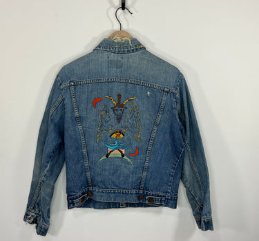 VINTAGE 70s AMAZING WRANGLER EMBROIDERED TRUCKER DENIM JACKET