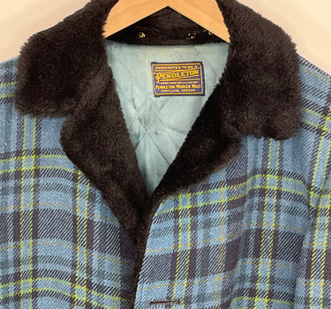 VINTAGE 50s PENDLETON BLUE PLAID WOOL JACKET / COAT