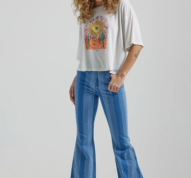 WOMEN'S HIGH RISE STRIPED FLARE JEAN